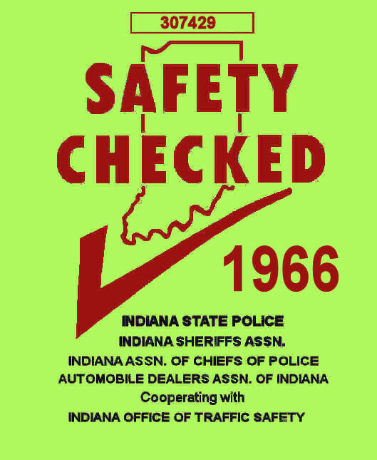 (image for) 1966 Indiana Safety Check INSPECTION sticker